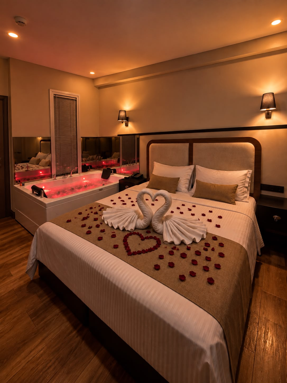 Basement 1+1 suite yatak alanı ve jakuzi