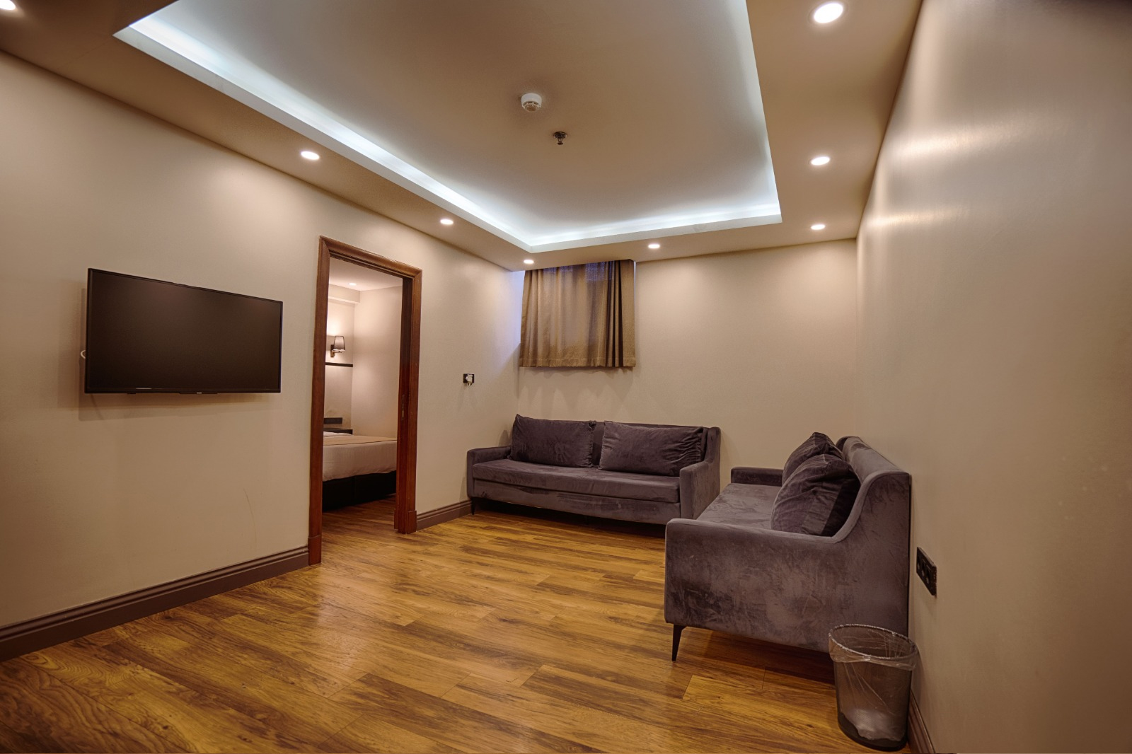 Basement 1+1 suite oturma alanındaki koltuklar